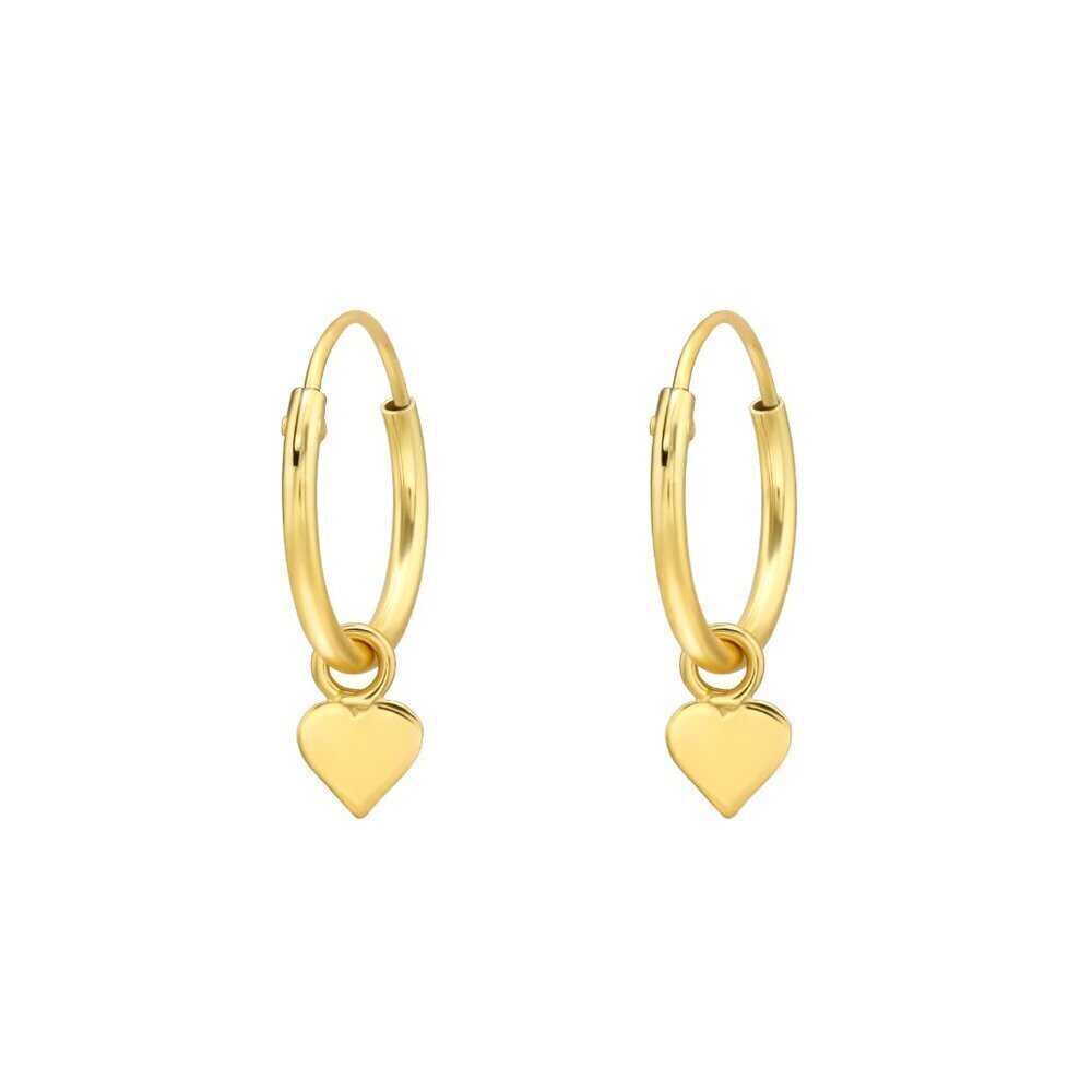 14K Gold Vermeil Hoops with Hanging Heart